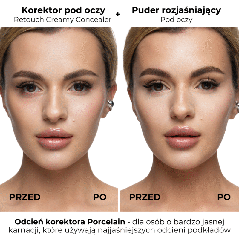 Zestaw EFEKT PHOTOSHOPA (wygładzający puder pod oczy, korektor pod oczy retouch creamy concealer, puszek) - obrazek 6